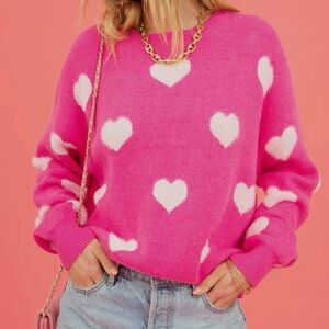 Just In! Hot Pink Heart Sweater- NWT Size  XL